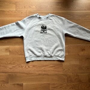 Blue Denim and Flower Crewneck Sweatshirt